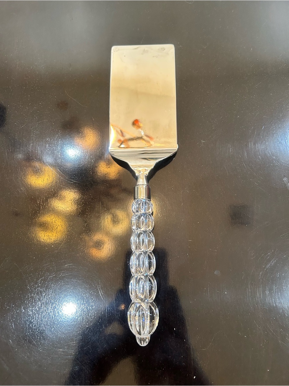 Mikasa Cake Server Crystal Handle Silver Plated 11”
